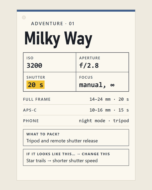 Adventure 01, Milky Way: four numbers and three columns